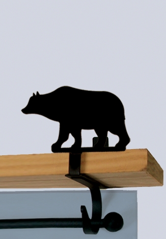 Wrought Iron Curtain Shelf Bracket Pair Of 2 - Bear Pattern
