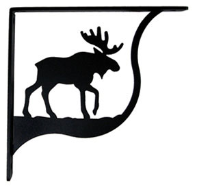 Wall Shelf Bracket Pair Of 2 - Moose Pattern - Wrought Iron - 5.25 Long