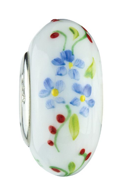 Fenton Glass Beads Charms For Bracelets, Patriotic Posies