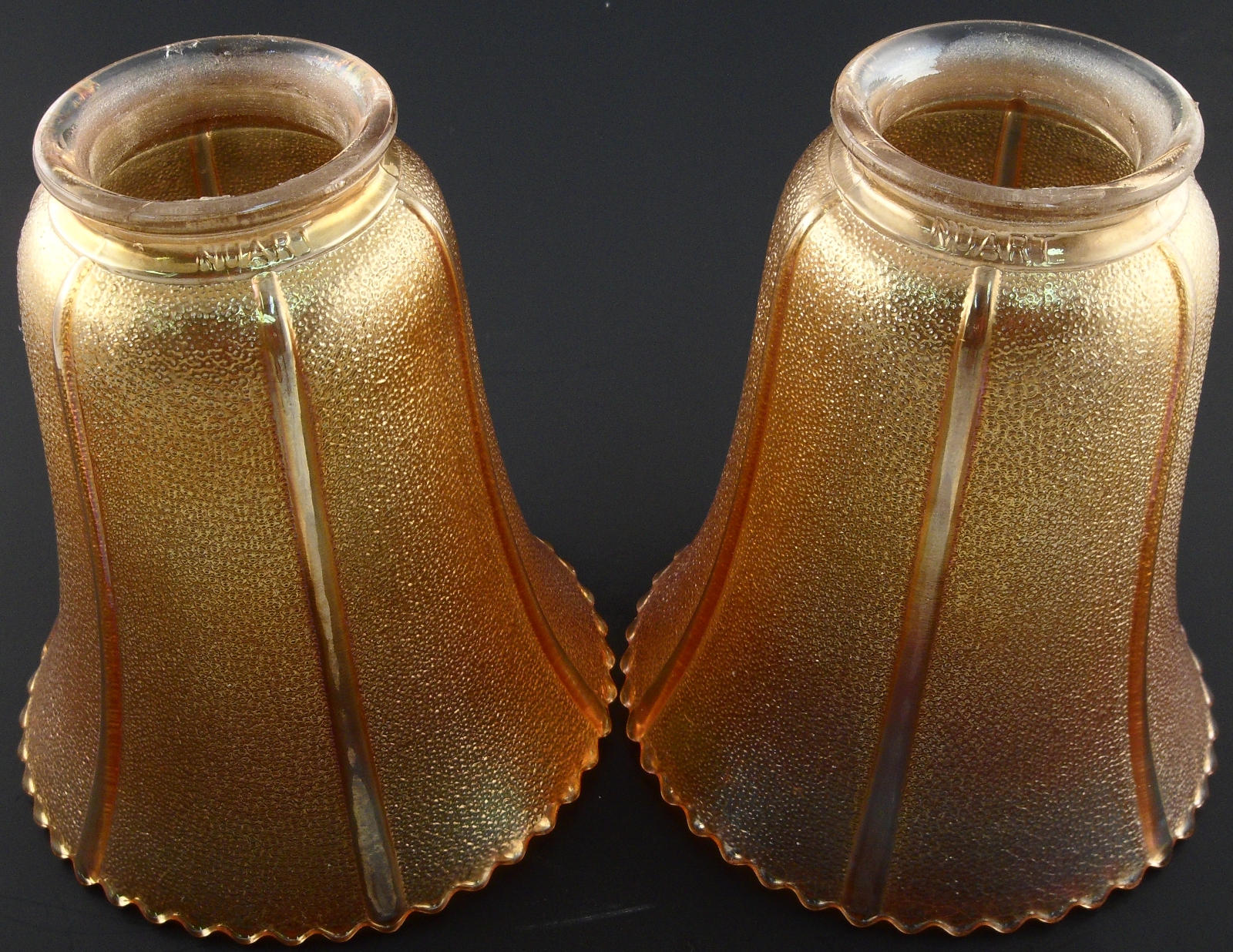 Imperial NuArt Carnival Glass Lamp Shades - Marigold - 5 1/4 Tall - Collectible Vintage Decor