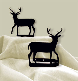 Wrought Iron Curtain Tie Backs Pair Of 2 - Deer Silhouette
