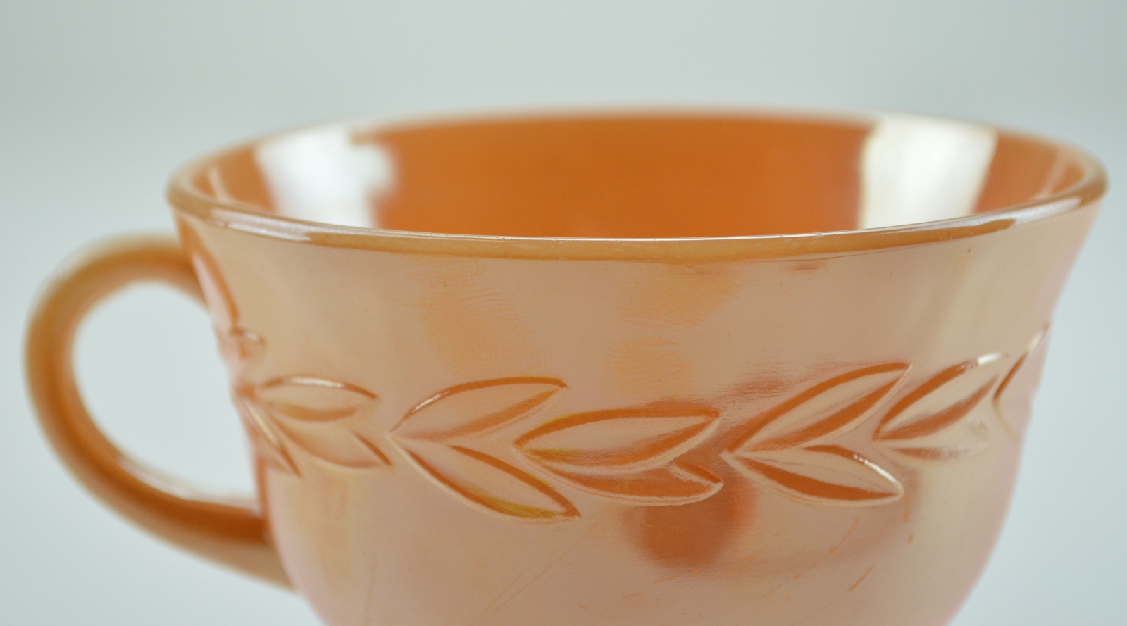 Fire King Peach Lustre Oven Ware Three Bands Coffee Tea Cup 8 oz. 