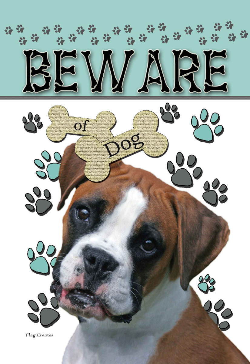 Flag Emotes - Double Sided Garden Flag - Beware Of Dog - Boxer