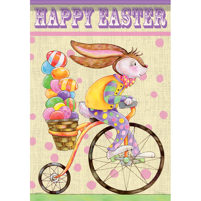 Carson FlagTrends - Dura Soft Large Flag - Happy Easter Bunny On Bike