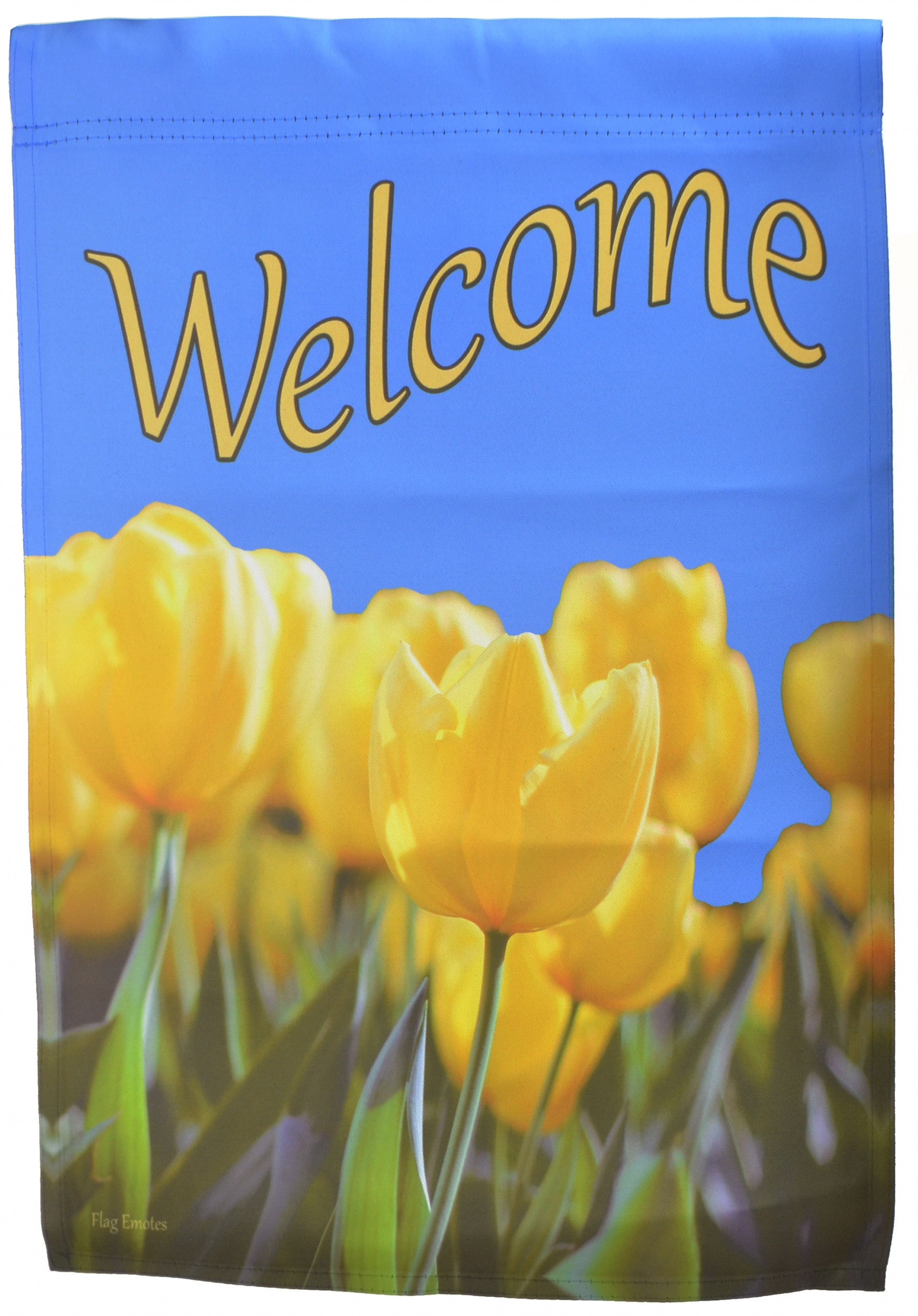 Flag Emotes - Double Sided Garden Flag - Yellow Tulips Welcome