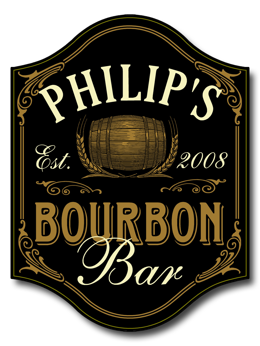 Personalized Wood Sign - Bourbon Bar - Custom Name & Year