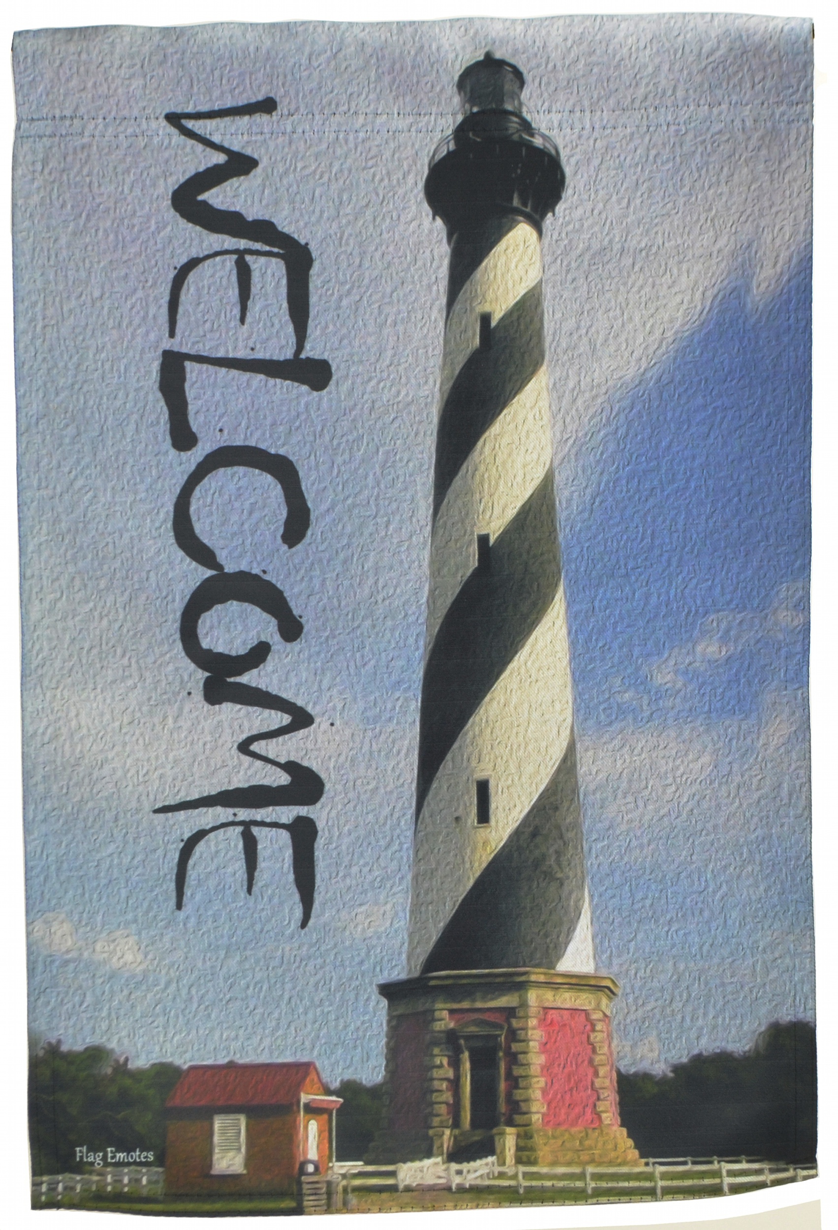 Flag Emotes - Double Sided Garden Flag - Welcome Black & White Lighthouse