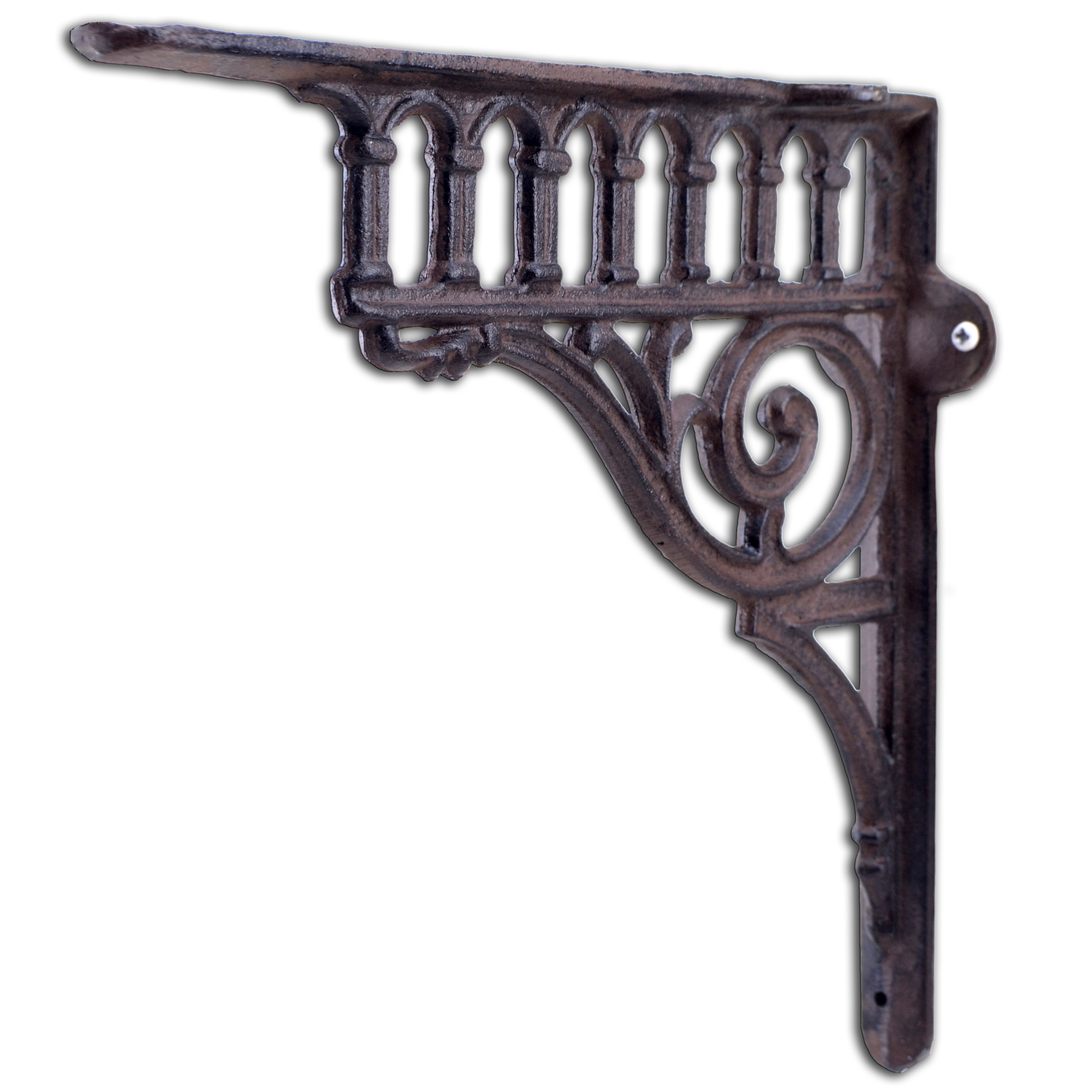 Cast Iron Wall Shelf Bracket - Columns - Rust Brown - 11.375" Deep
