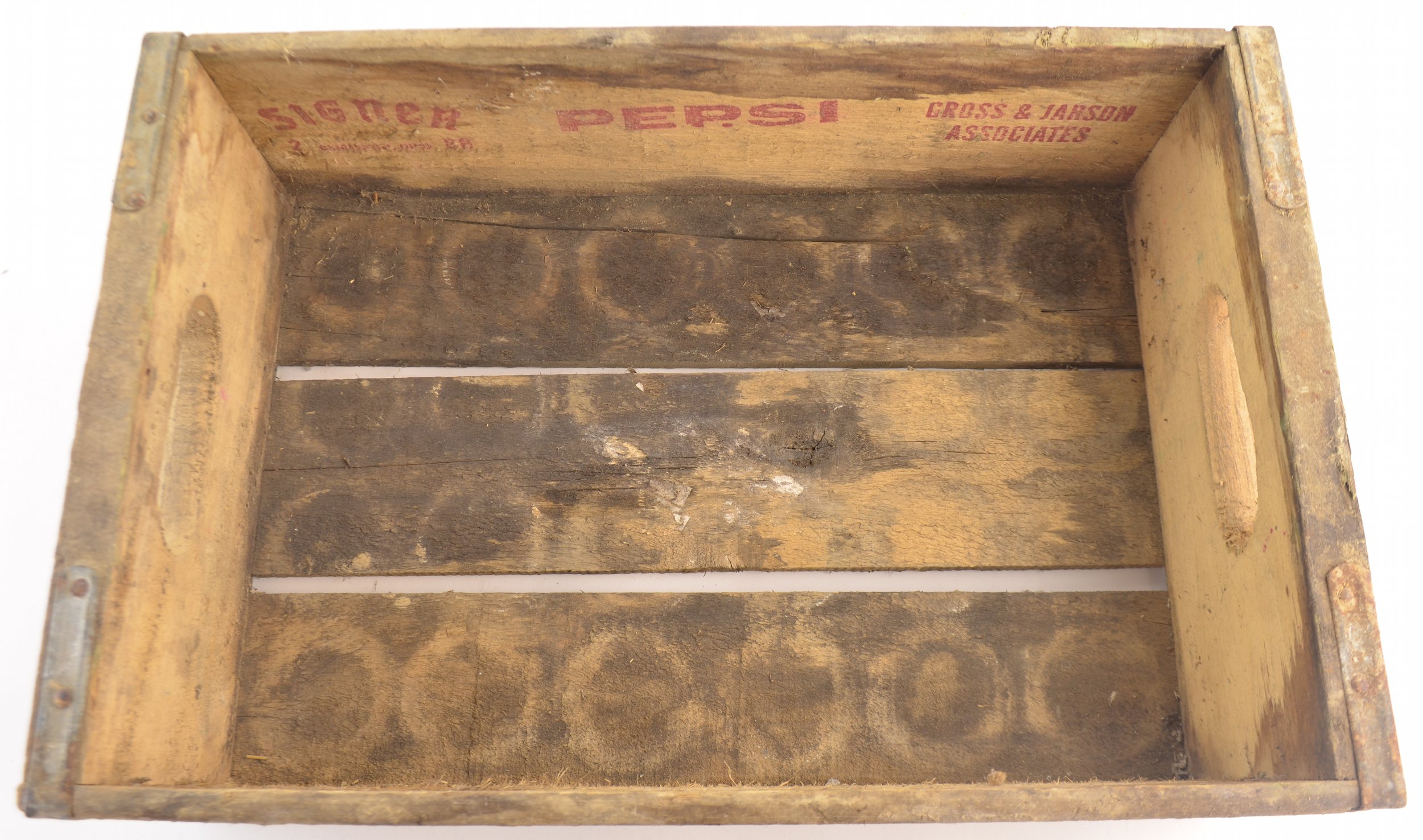 Pepsi Cola Crate - Wood Grain Carrier - Signer 1986