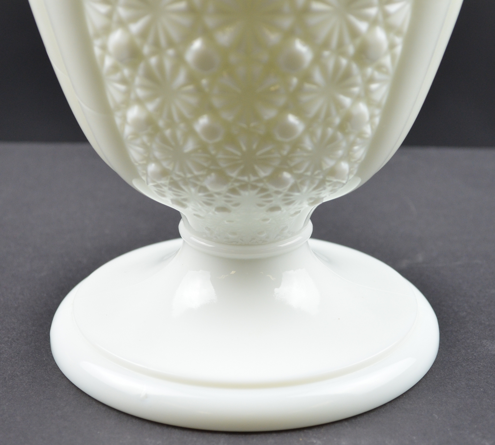 Fenton Art Glass - Daisy & Button Milk Glass Pattern - Square Vase - 8.25" Tall