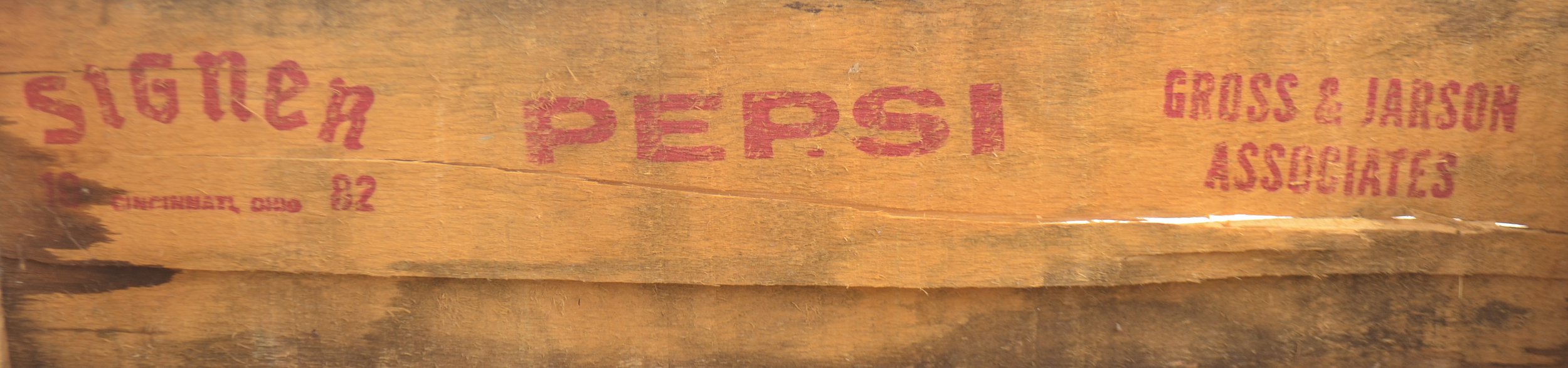 Pepsi Cola Crate - Wood Grain Carrier - Signer 1982