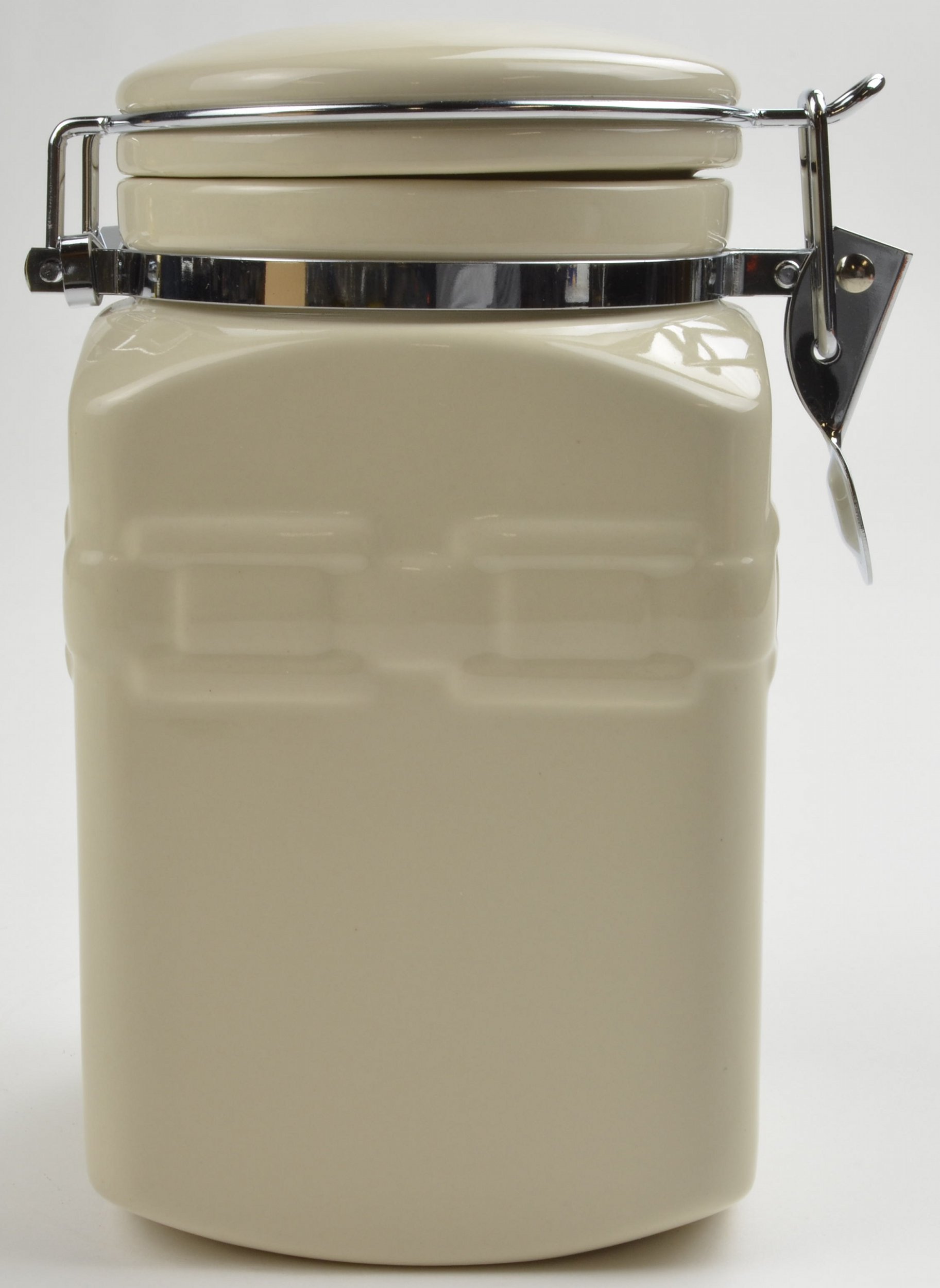 Longaberger Pottery - Woven Traditions Ivory - Square Coffee Canister