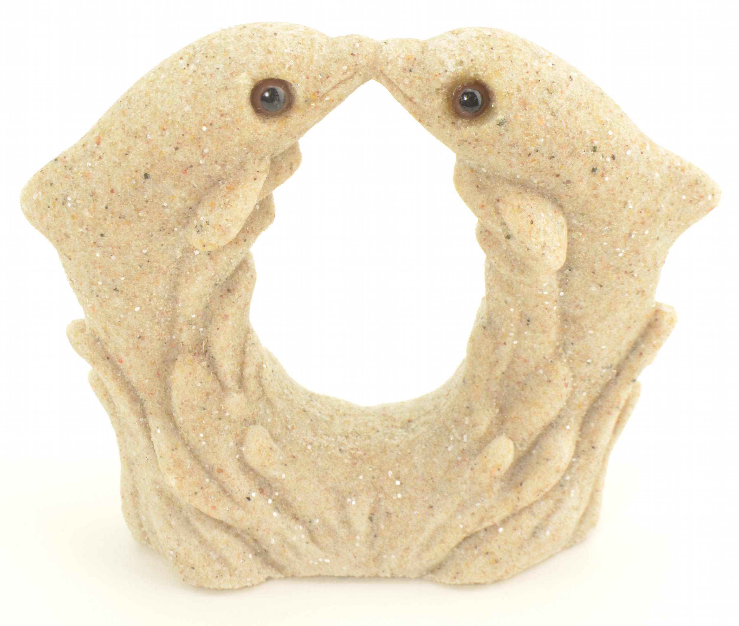 Mr. Sandman Sand Sculpture Figurine - Kissing Dolphins Dol14 - 2 5/8 Tall