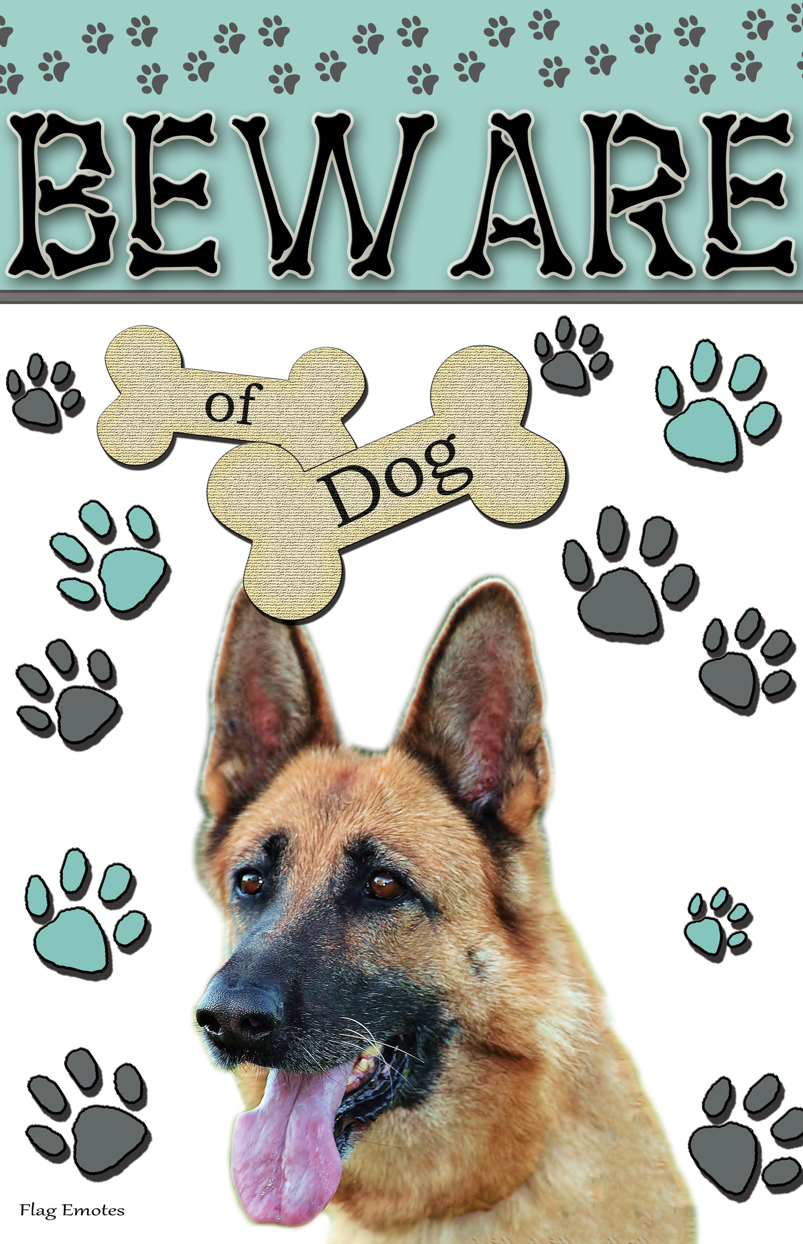 Flag Emotes - Double Sided Garden Flag - Beware Of Dog - German Shepherd