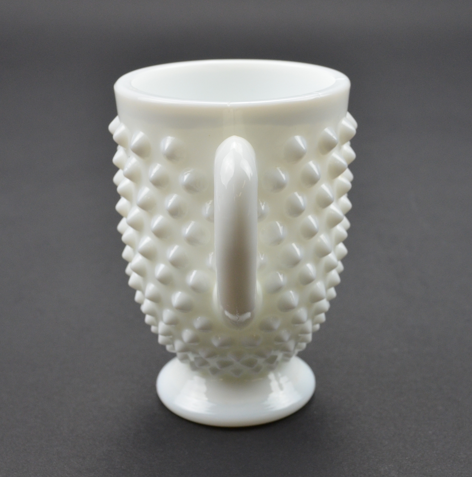 Fenton Art Glass - Hobnail Milk Glass Pattern - Footed Open Sugar - 3.5 Tall