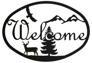Wrought Iron Welcome Sign - Deer Silhouette