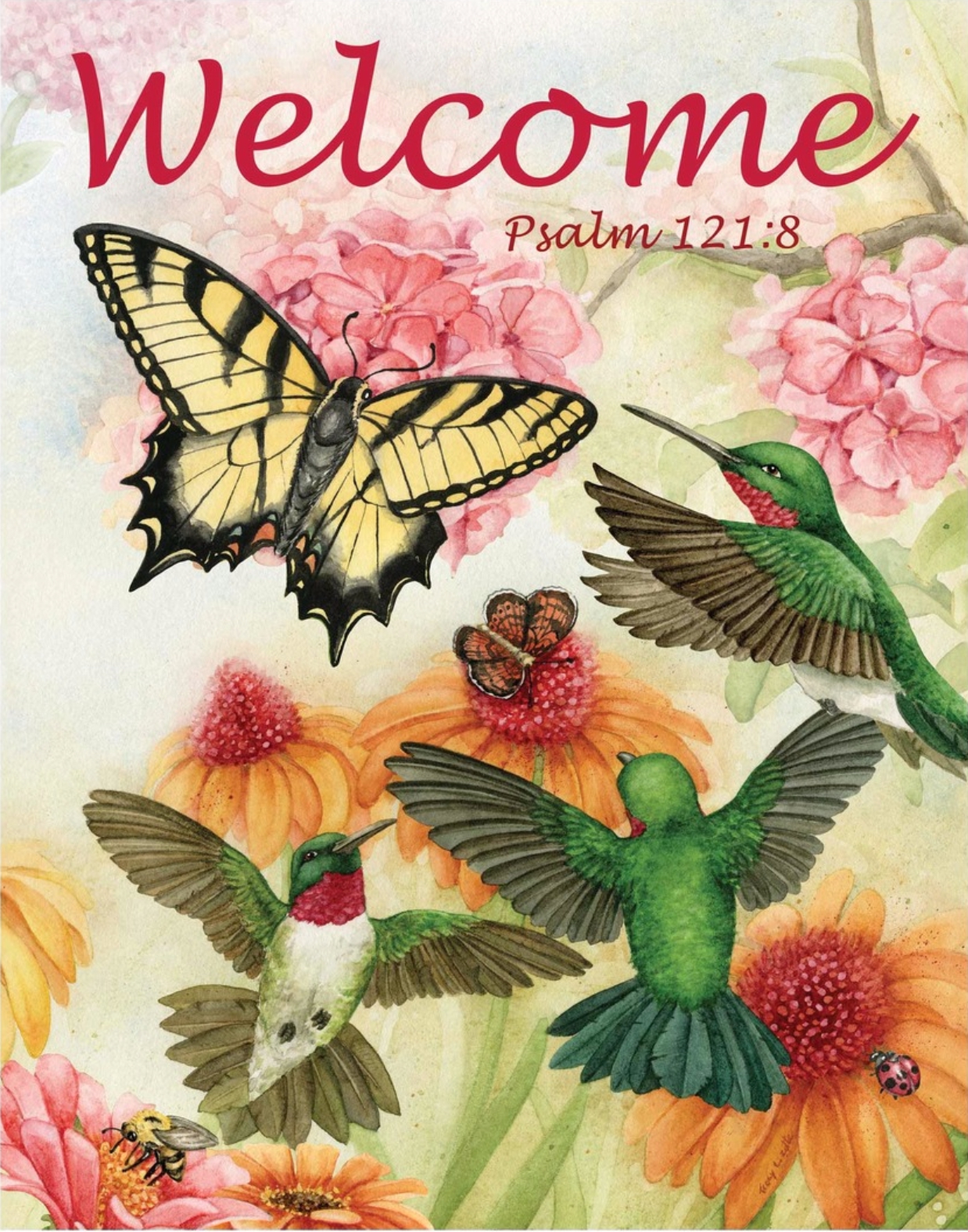 In God's Garden - Garden Flag - Welcome Hummingbirds