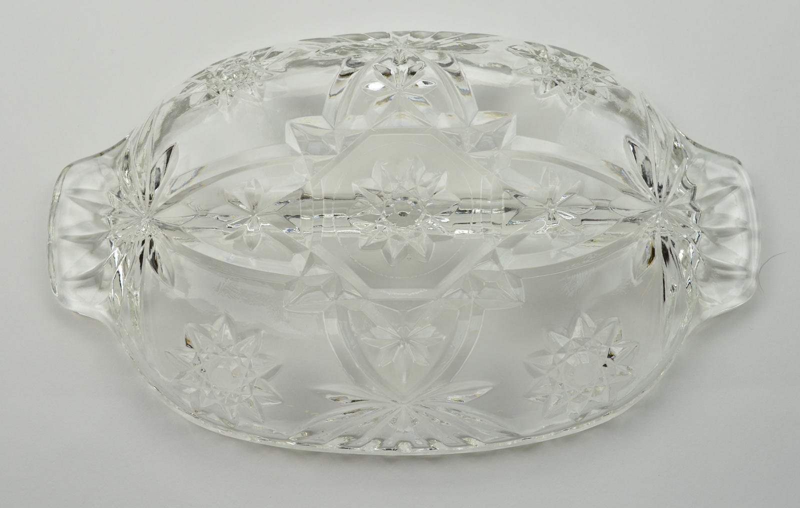 Anchor Hocking Glass - Prescut Clear Pattern - Two Part Relish Dish