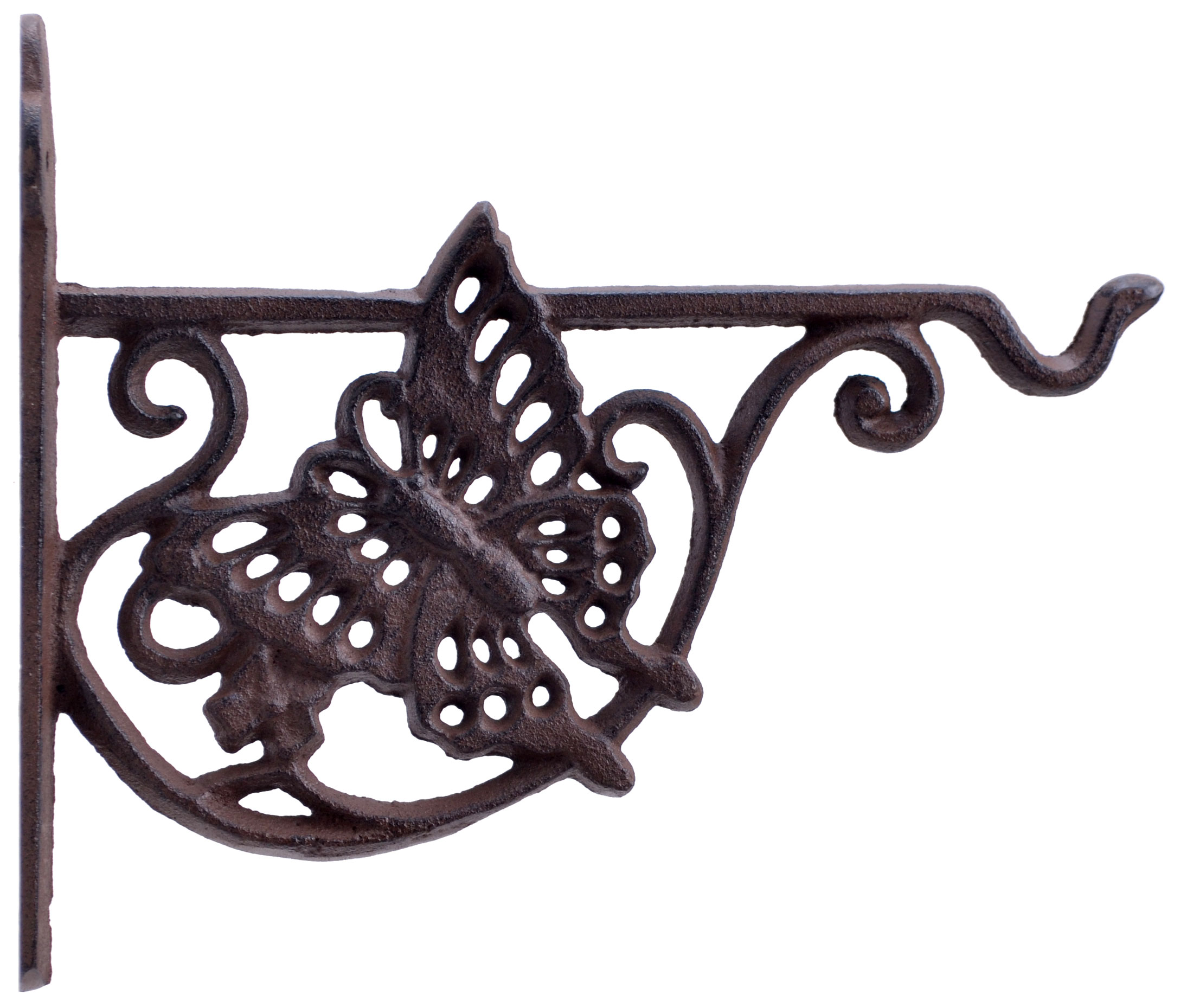 Decorative Ornate Victorian Cast Iron Plant Hanger Hook Rust Brown 8.375  Long