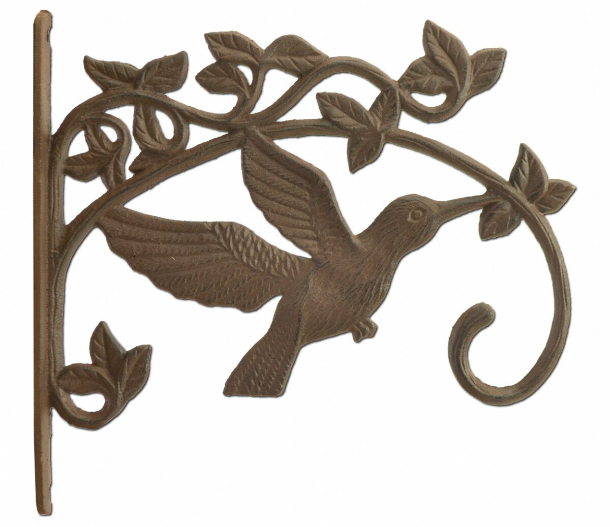Decorative Hummingbird Cast Iron Plant Hanger Hook - Large 11.25" Deep