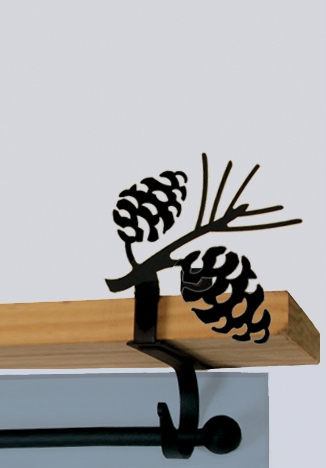 Wrought Iron Curtain Shelf Bracket Pair Of 2 - Pinecone Pattern