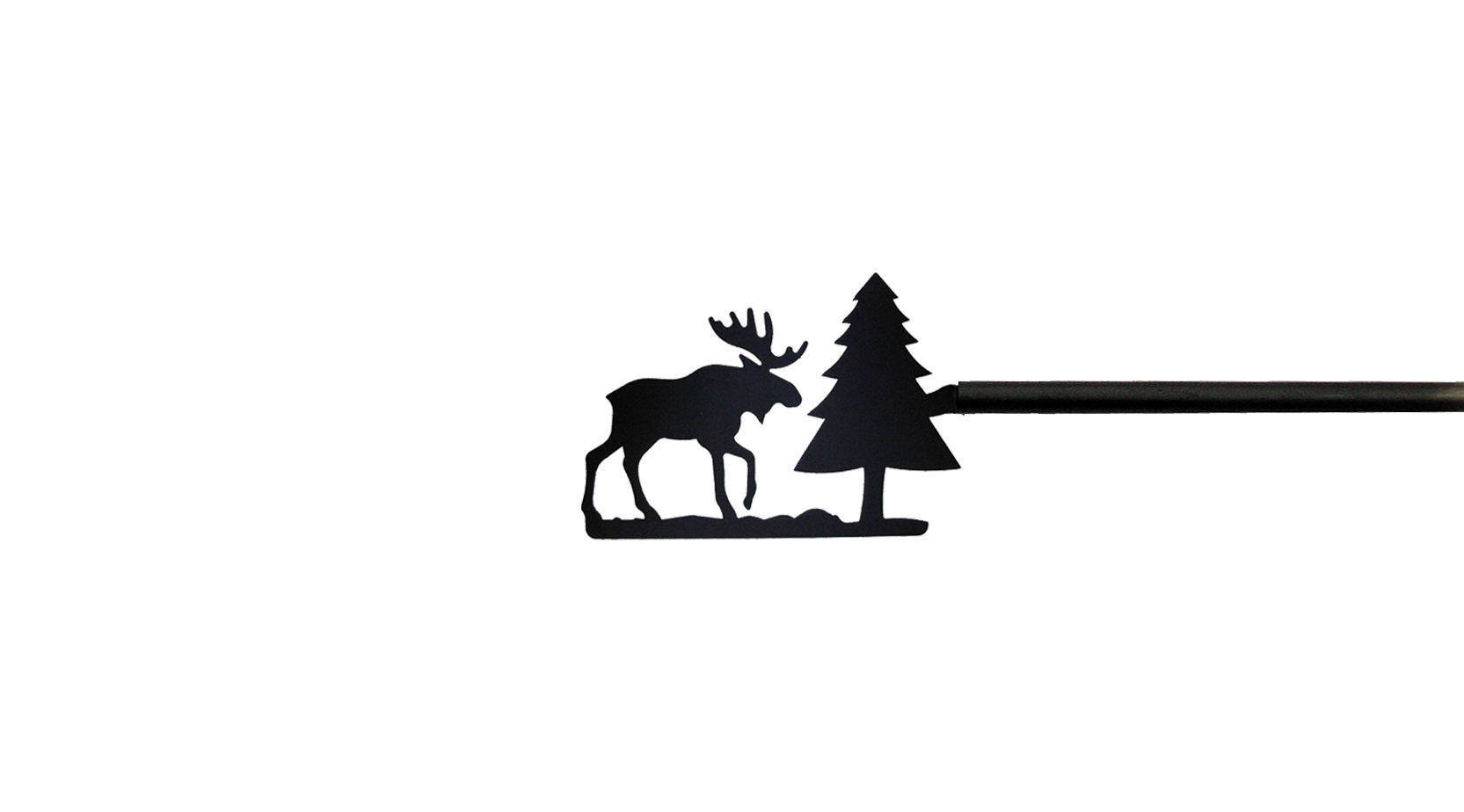 Wrought Iron Curtain Rod - Moose & Pine Trees - Extends 36" To 60"