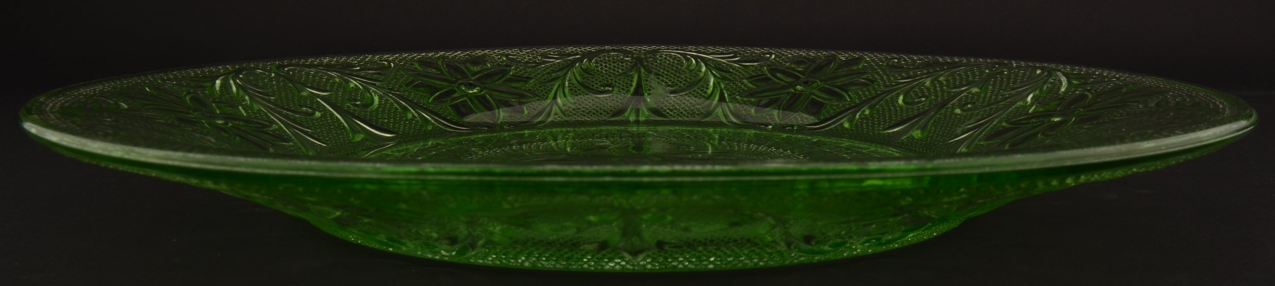 Tiara Crystal - Sandwich Light Green Pattern - Dinner Plate - 10.25 Wide