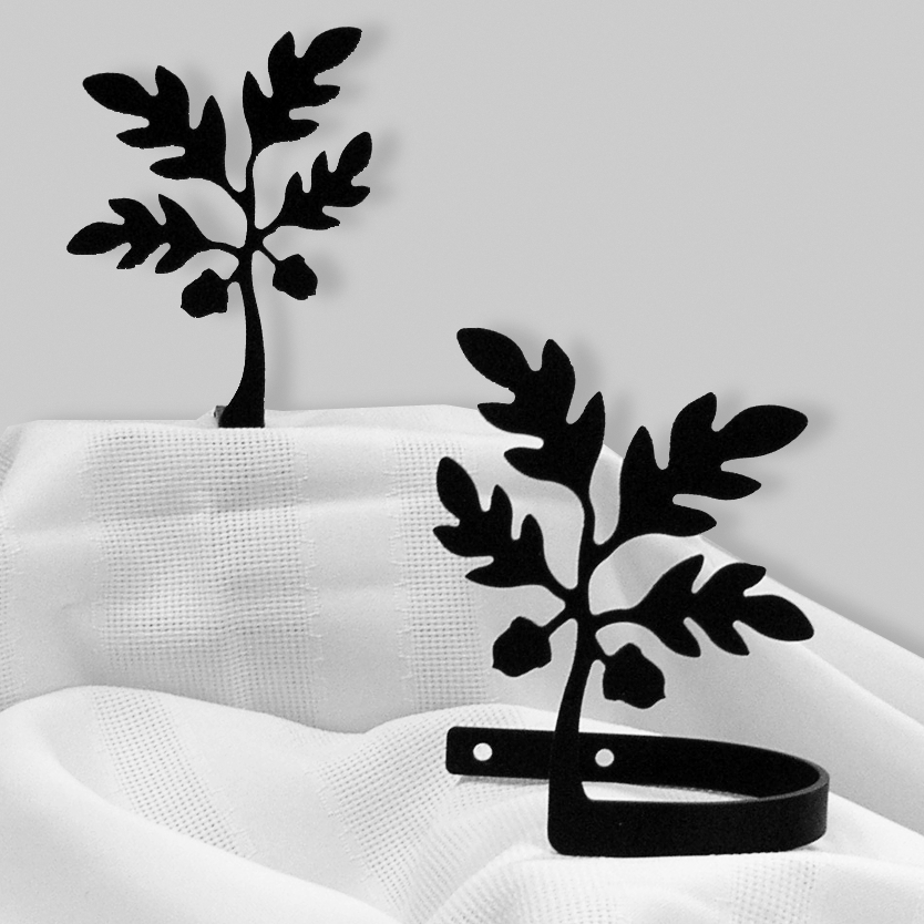 Wrought Iron Curtain Tie Backs Pair Of 2 - Acorn Silhouette