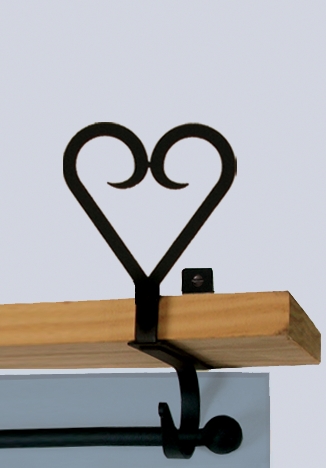 Wrought Iron Curtain Shelf Bracket Pair Of 2 - Heart Pattern