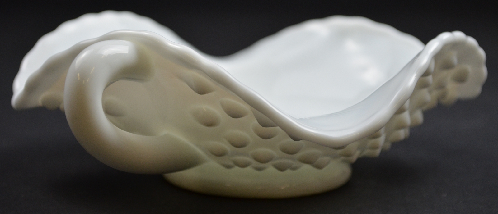 Fenton Art Glass -Hobnail Milk Glass Pattern - Handled Bon Bon Dish