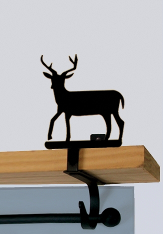 Wrought Iron Curtain Shelf Bracket Pair Of 2 - Deer Pattern
