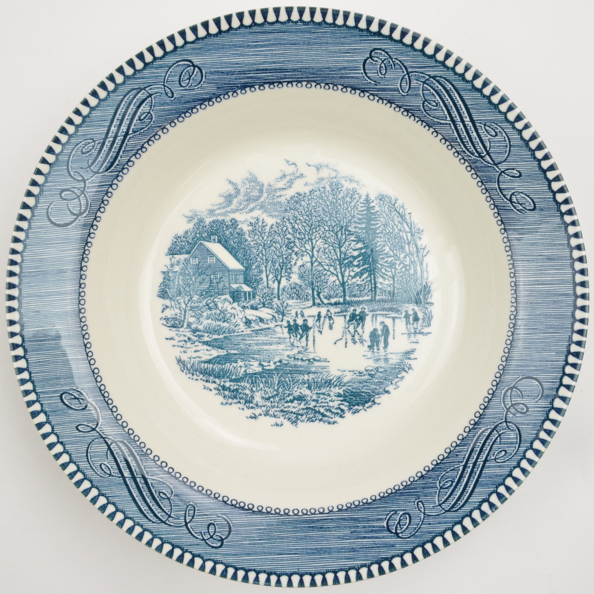 Royal - Currier & Ives Blue - Rimmed Soup Bowl