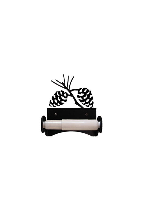 Wrought Iron Roller Style Toilet Tissue Holder - Pinecone Pattern