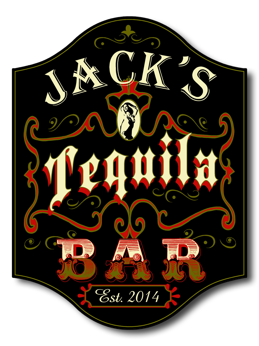 Personalized Wood Sign - Tequila Bar - Custom Name & Year