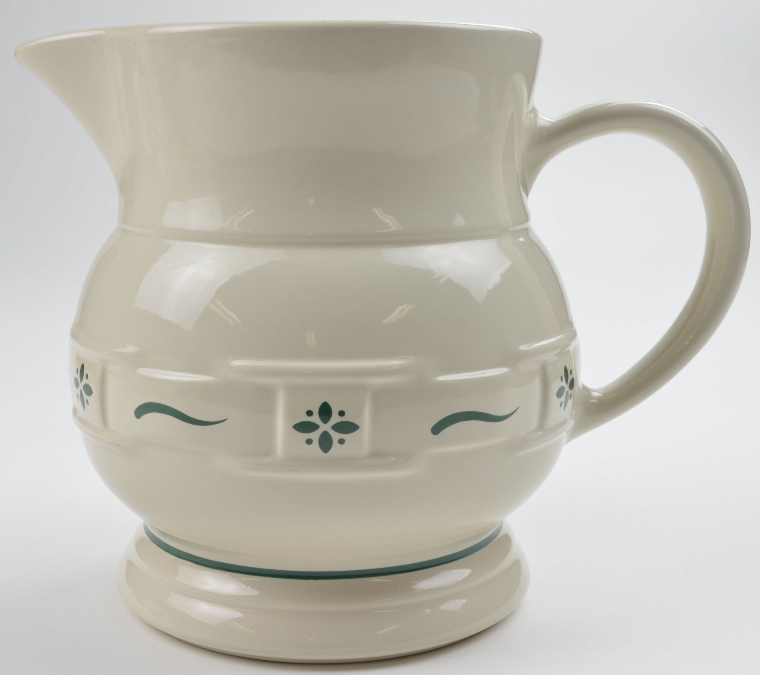 Longaberger Pottery  64 Oz Pitcher, Woven Traditions Heritage Green