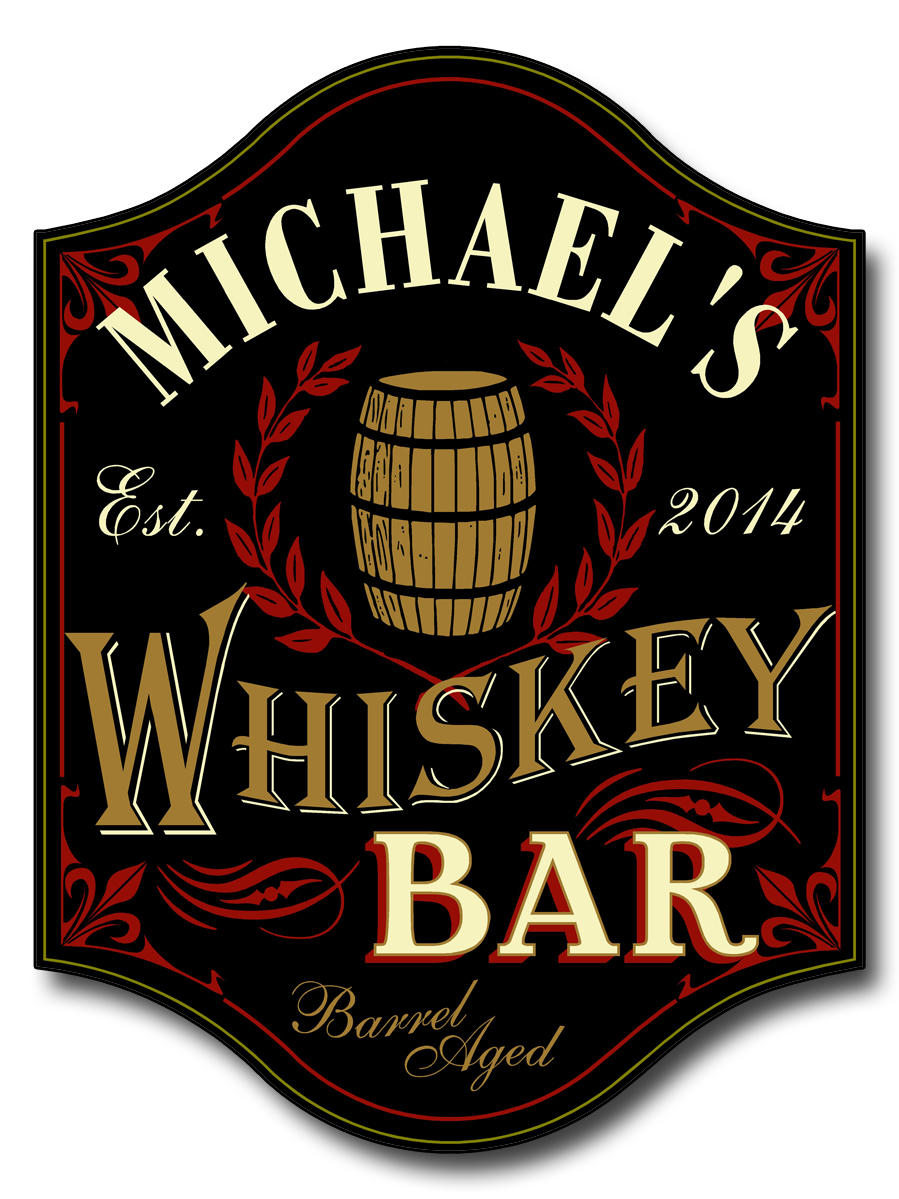 Personalized Wood Sign - Whiskey Bar - Custom Name & Year