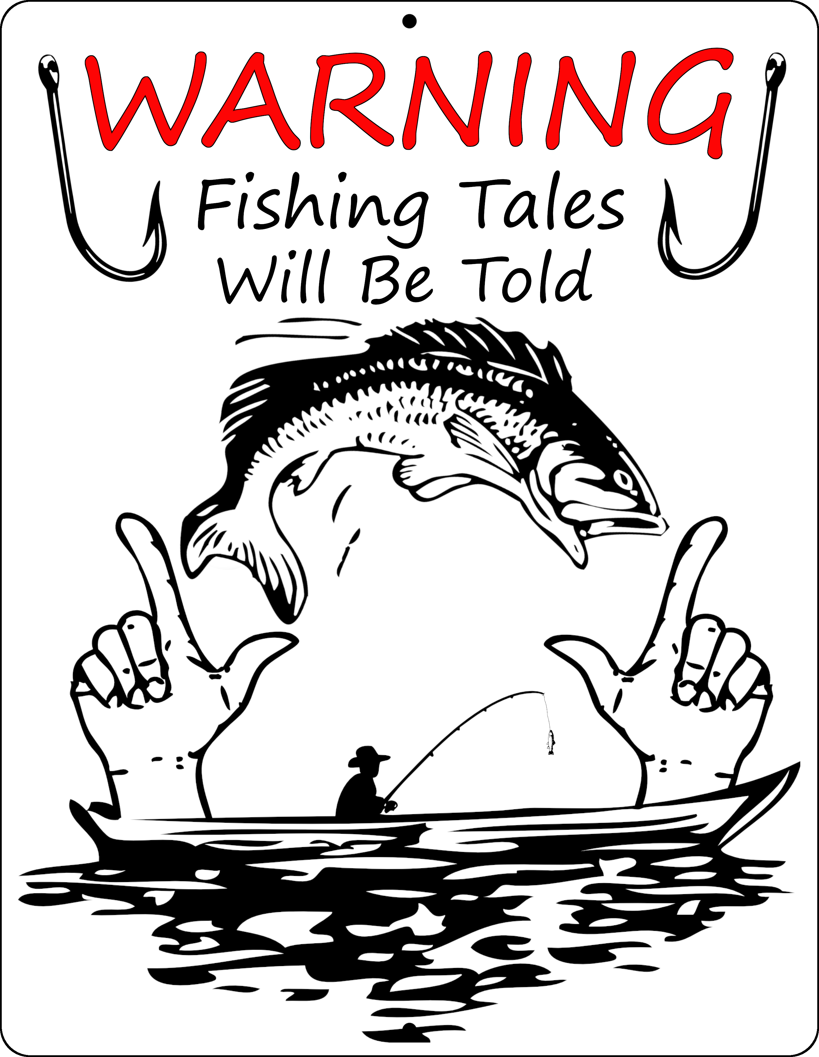 Warning Fishing Tales Will Be Told Funny Aluminum Metal Sign