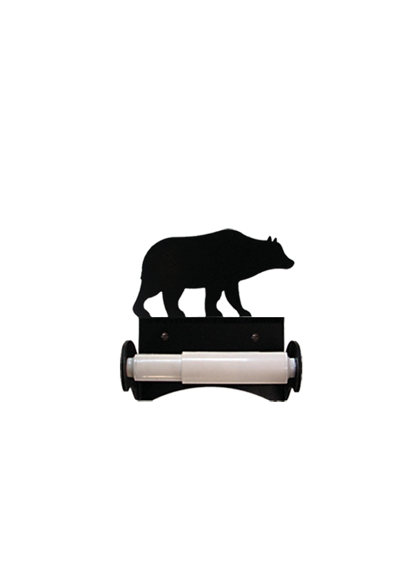 Wrought Iron Roller Style Toilet Tissue Holder - Bear Pattern