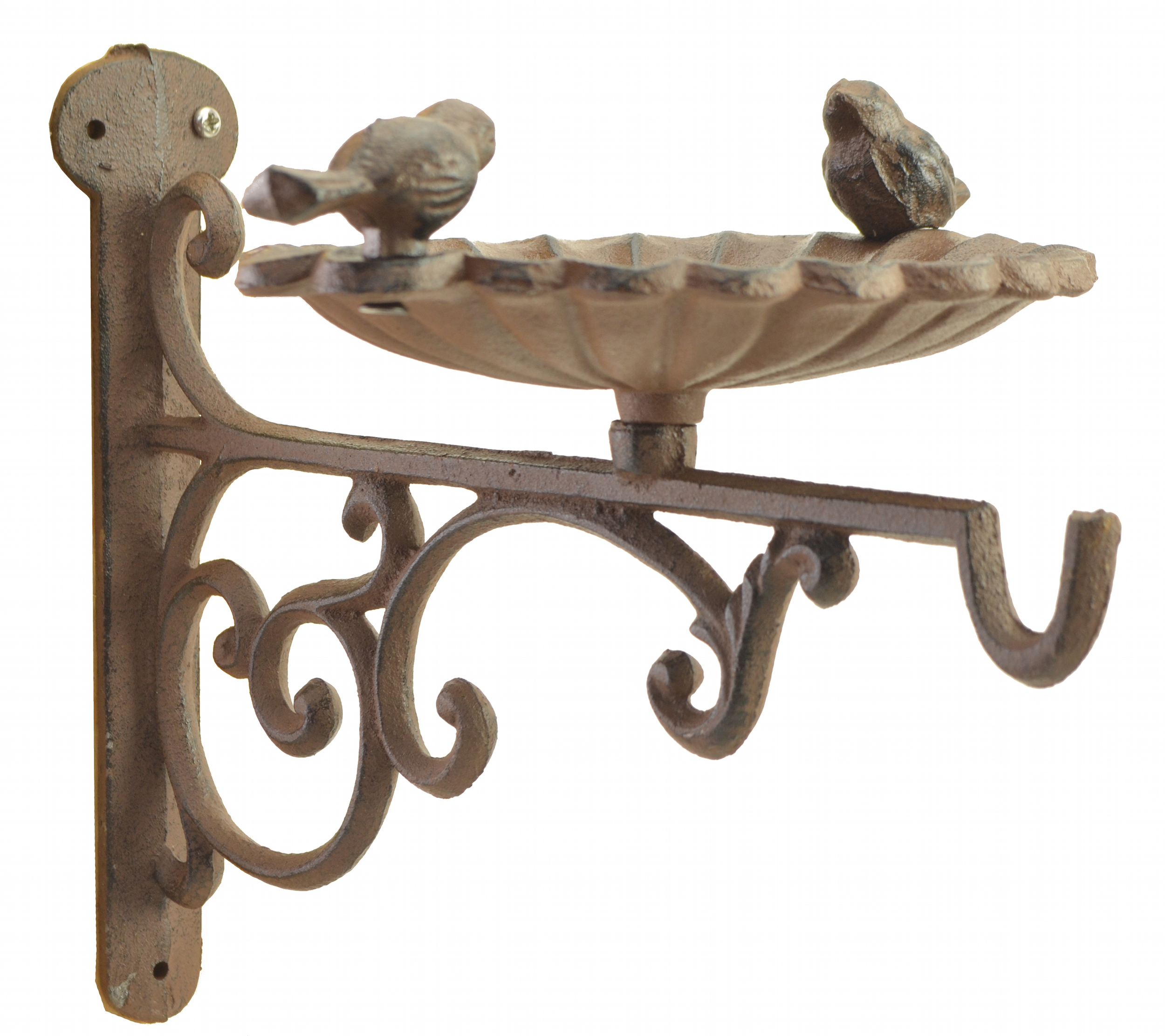 Plant Hanger Bird Bath - Rust Brown Color - 10.25" Deep